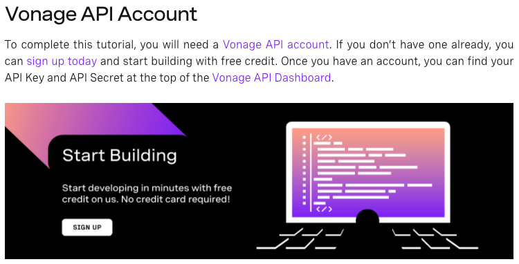 Vonage API Account